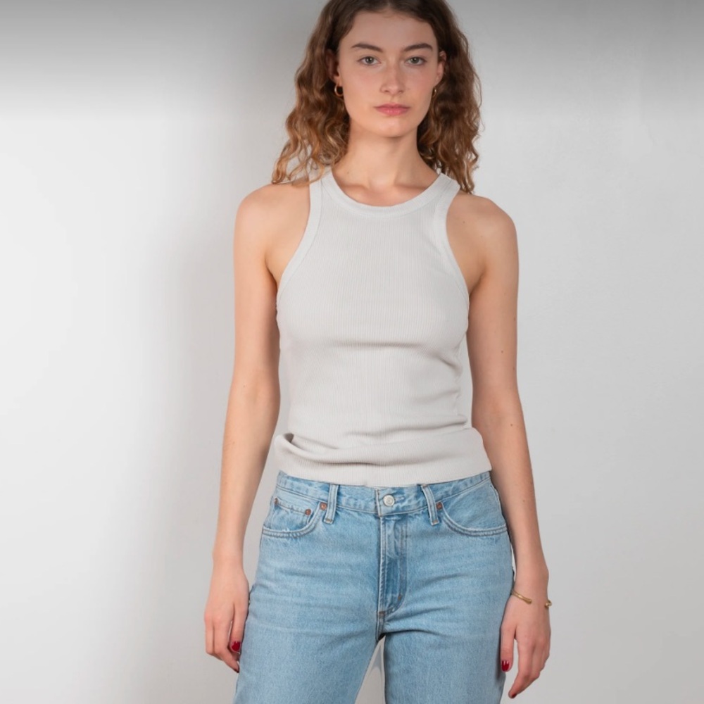 AGOLDE Bailey Ribbed Tank Top in Beige